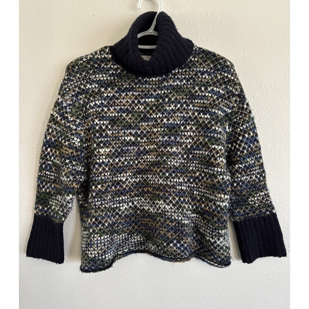 NSF Chunky Knit Turtleneck Sweater Women's Small Multicolor Wool Blend